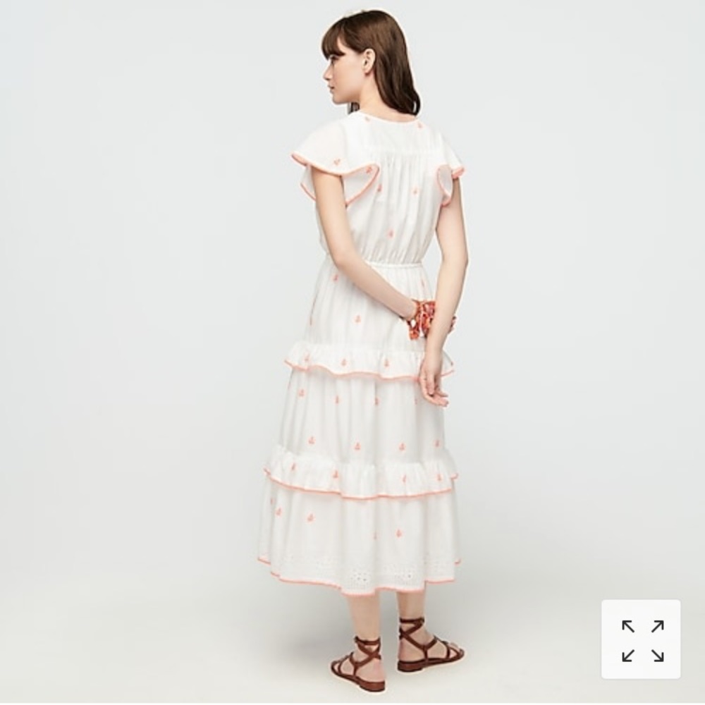 J. Crew White Embroidered Midi Dress Size 6 - Picture 3 of 5